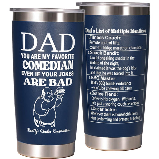 Funny Dad Stainless Steel Tumbler, 20 oz, Navy